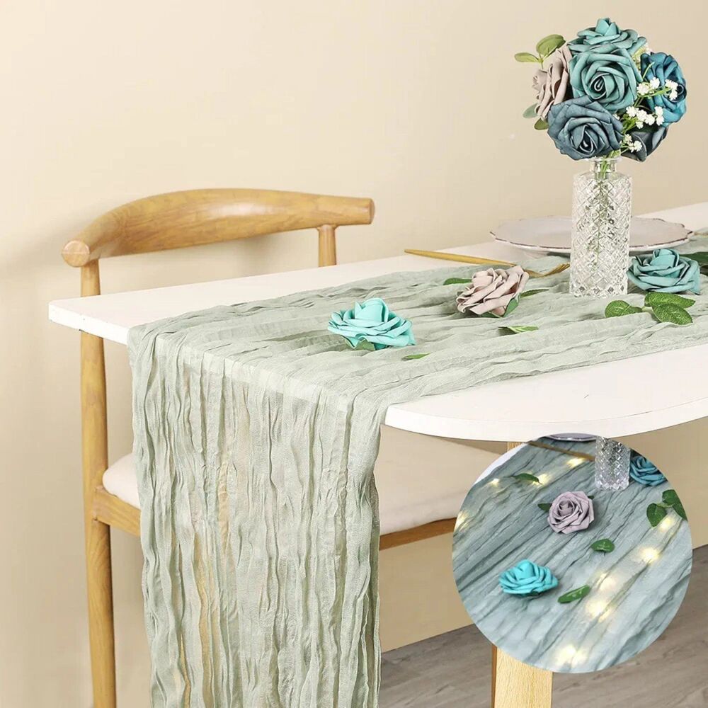 Gauze Table Runner with Flowers & Lights NEW